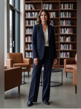 Tahari Navy Blazer and Pants Suit